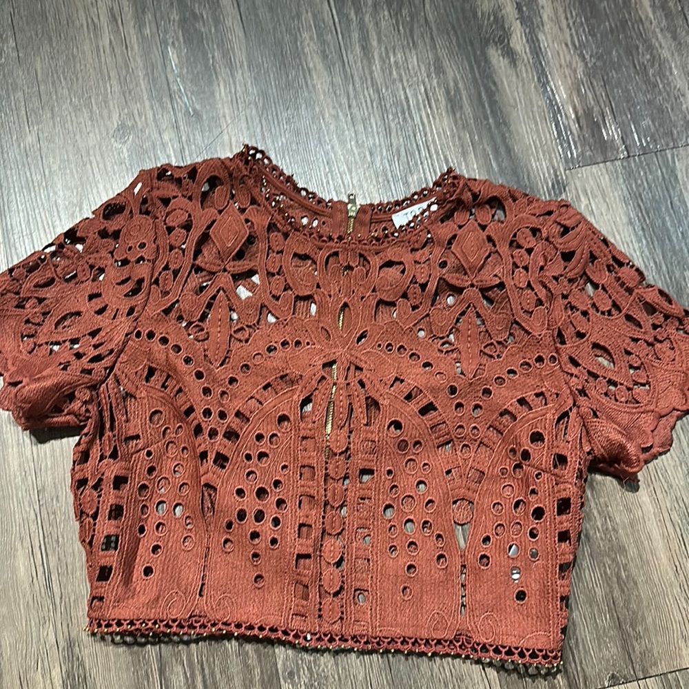Zip up lace top